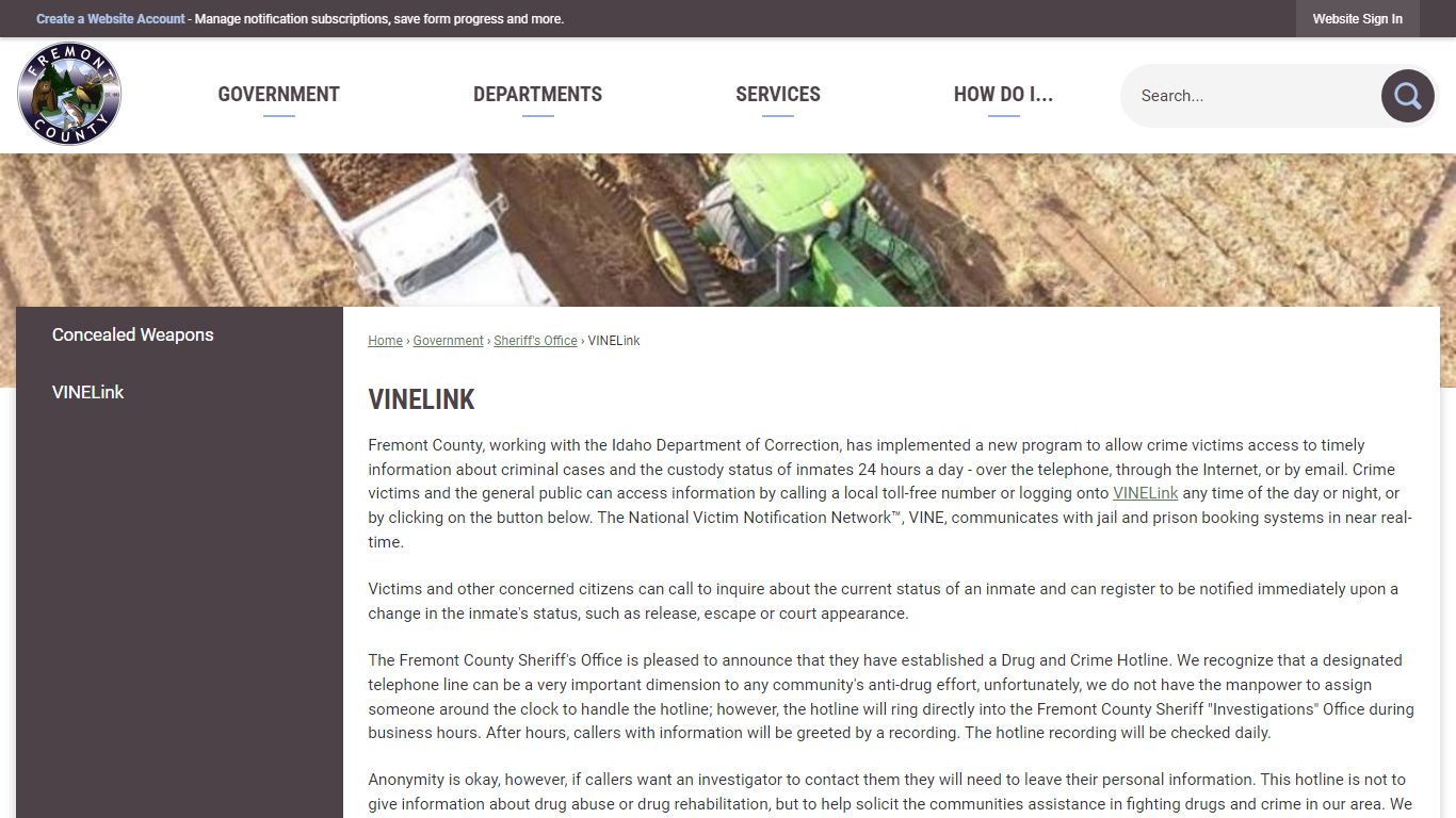 VINELink | Fremont County, ID