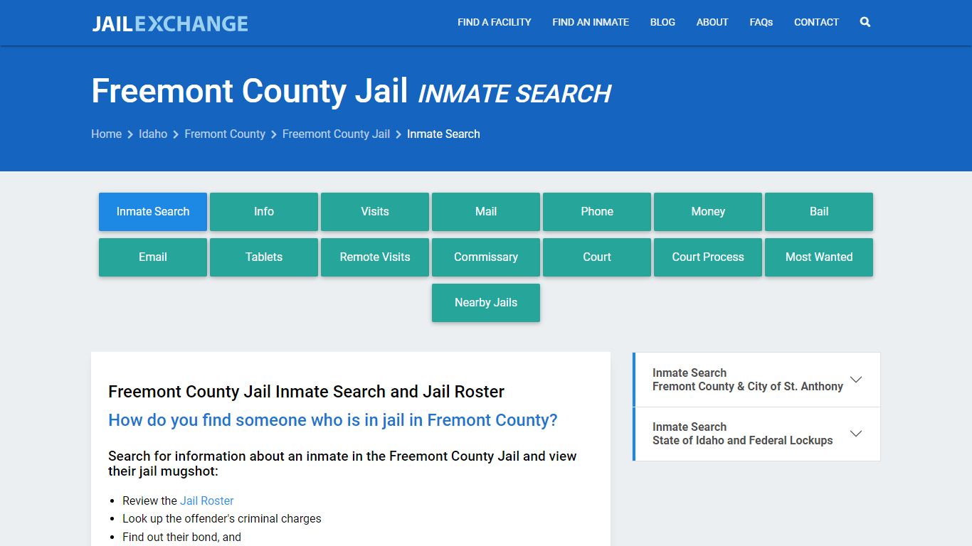 Inmate Search: Roster & Mugshots - Freemont County Jail, ID